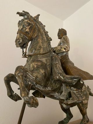Escultura Jinete Bronce y Calamina 1940  + de 25kg