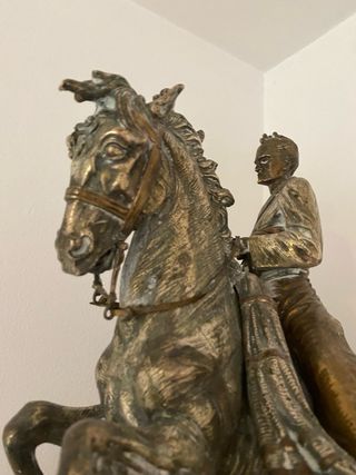 Escultura Jinete Bronce y Calamina 1940  + de 25kg