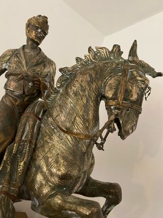 Escultura Jinete Bronce y Calamina 1940  + de 25kg