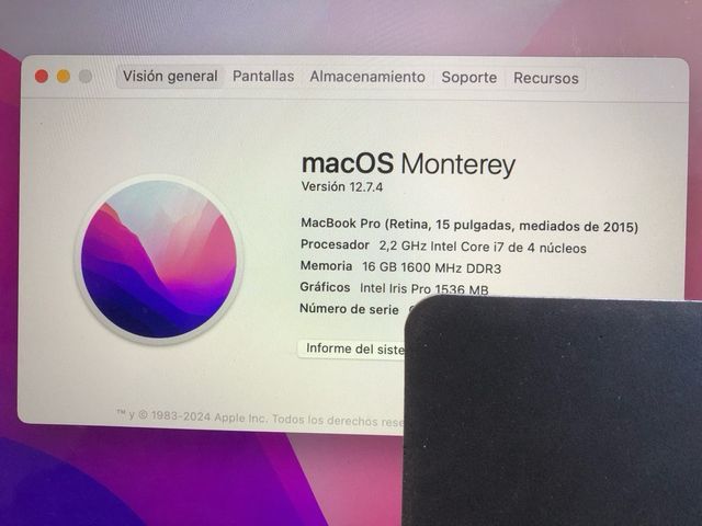 MacBook Pro 15” 2015 Plata