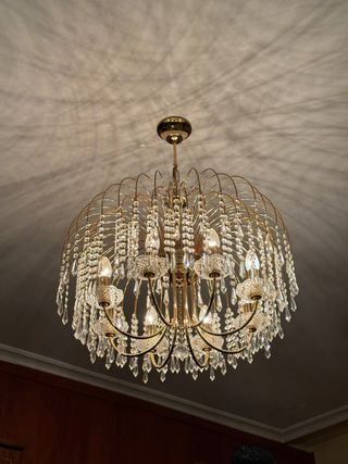 Lámpara de salón cristal de roca dorada