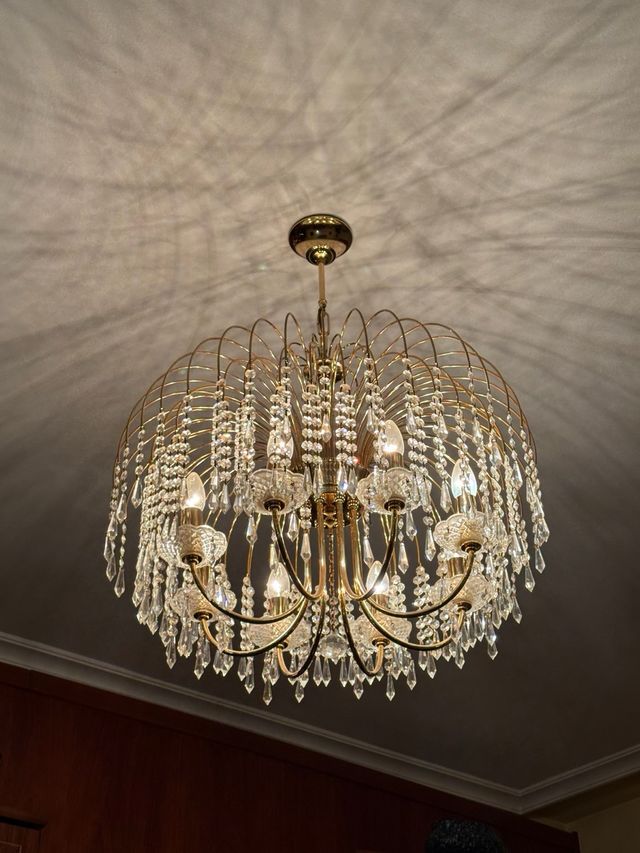 Lámpara de salón cristal de roca dorada