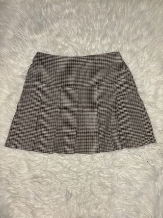 Falda cuadros beige y marrón