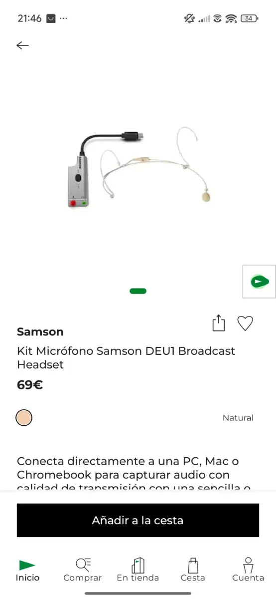 Micrófono Samson Headset USB-C