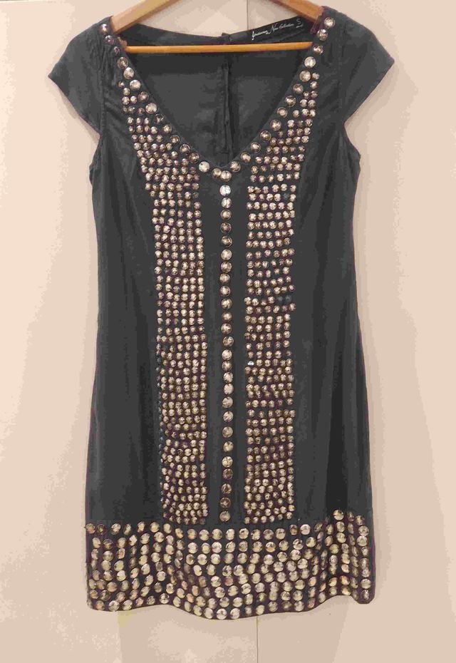 Vestido Jenny Packham Negro con Tachas Talla S