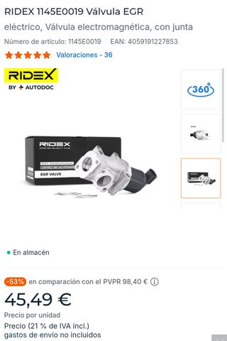 Válvula EGR para modelos Fiat, Alfa Romeo y Lancia