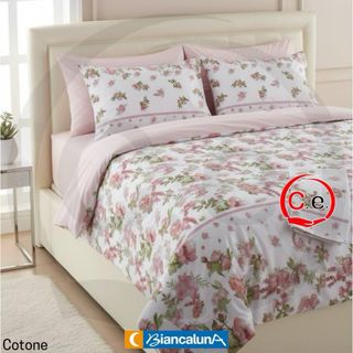 Completo Lenzuola Cotone Floreale Rosa