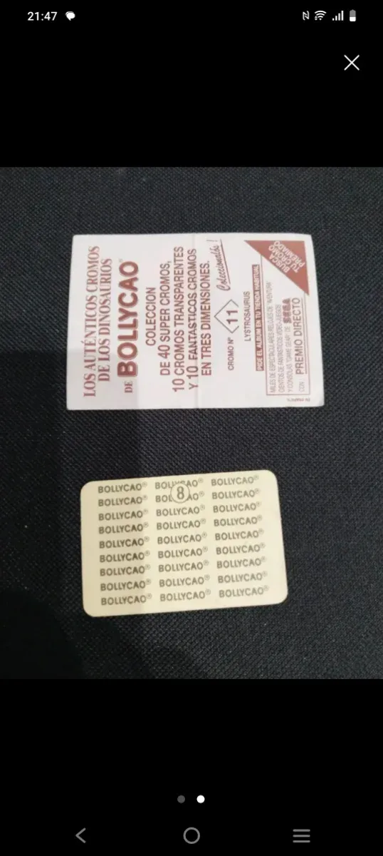 2 Cromos Dinosaurios Bollycao