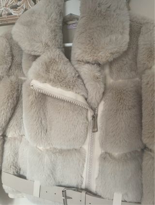 Chaqueta pelo sintético beige/crema