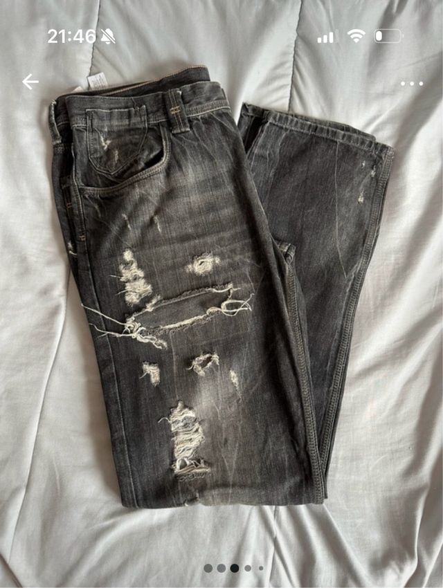 Pantalón Roto Hombre Negro