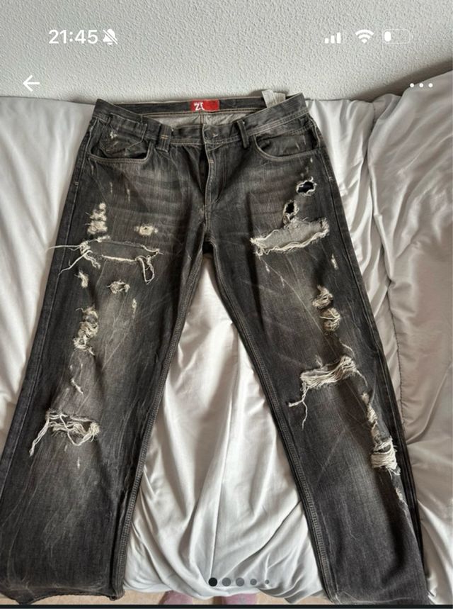 Pantalón Roto Hombre Negro