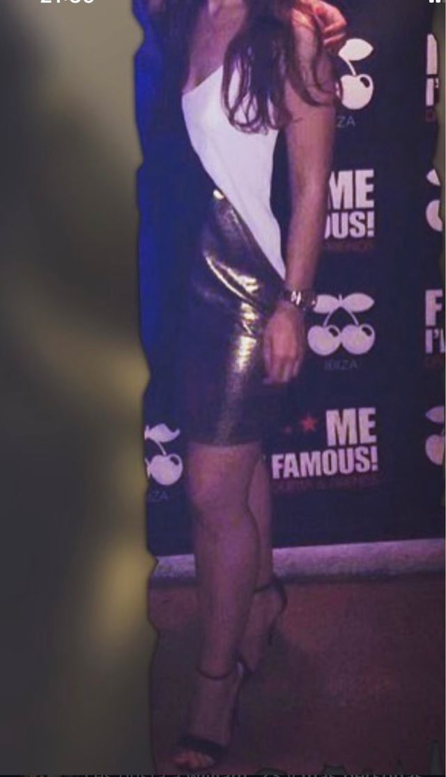 Vestido tricolor negro, blanco y dorado