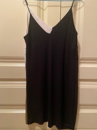 Vestido tricolor negro, blanco y dorado