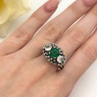 Anillo oro 18kt con esmeralda y diamantes