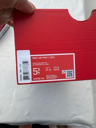 Nike Air Max 1 GS Talla 38 Rojo