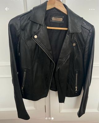 Cazadora Piel Perfecto Massimo Dutti Negra