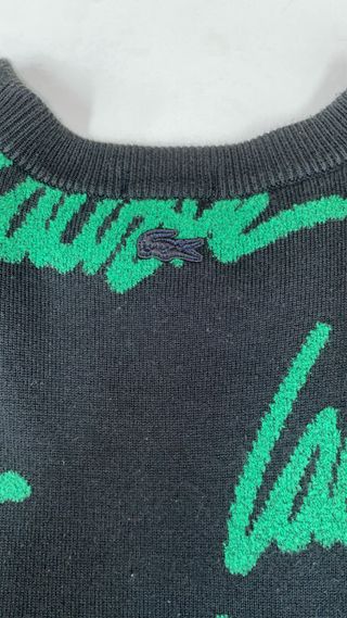 Felpa Lacoste Logo All-Over  Nera e Verde