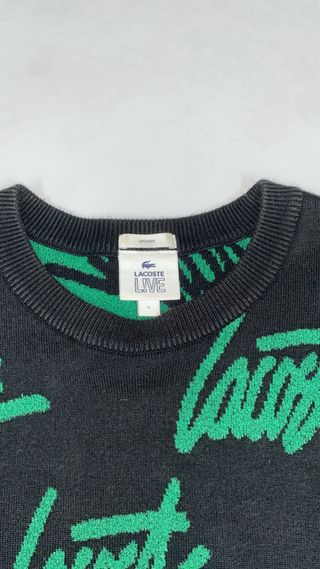 Felpa Lacoste Logo All-Over  Nera e Verde