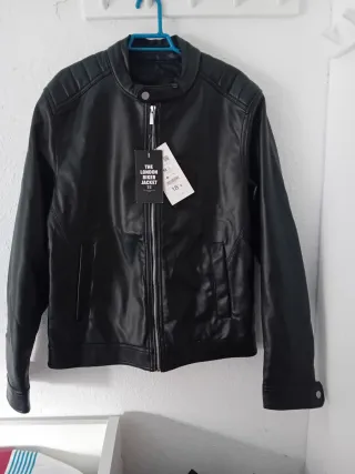 Chaqueta Biker efecto piel negra Talla M