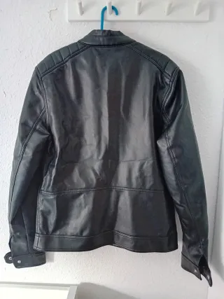 Chaqueta Biker efecto piel negra Talla M
