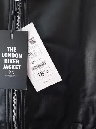 Chaqueta Biker efecto piel negra Talla M