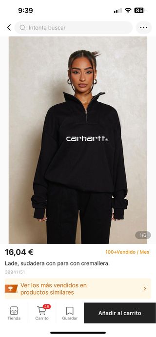 Sudadera Carhartt negra con cremallera