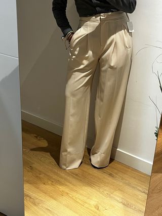 Pantalón Palazzo Tiro Alto Beige