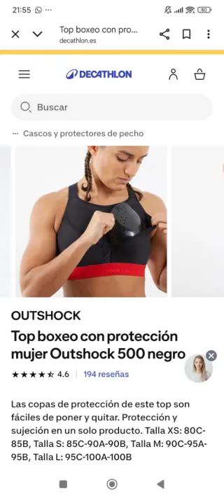 Top Sujetador boxeo mujer M