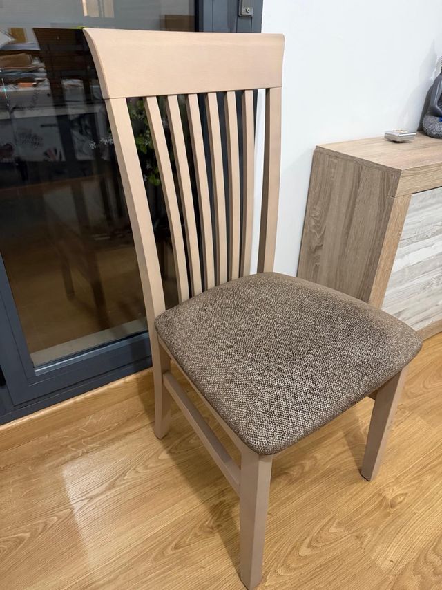 Pack 6 Sillas Comedor Madera y Tela