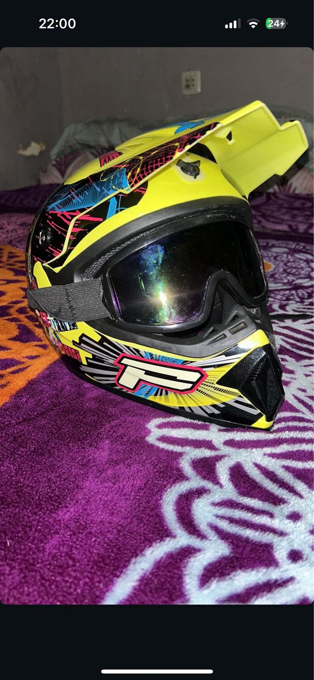 Casco Moto Cross Amarillo