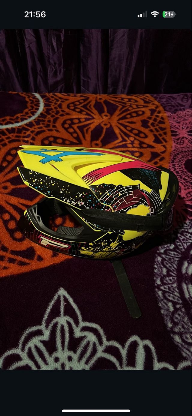 Casco Moto Cross Amarillo