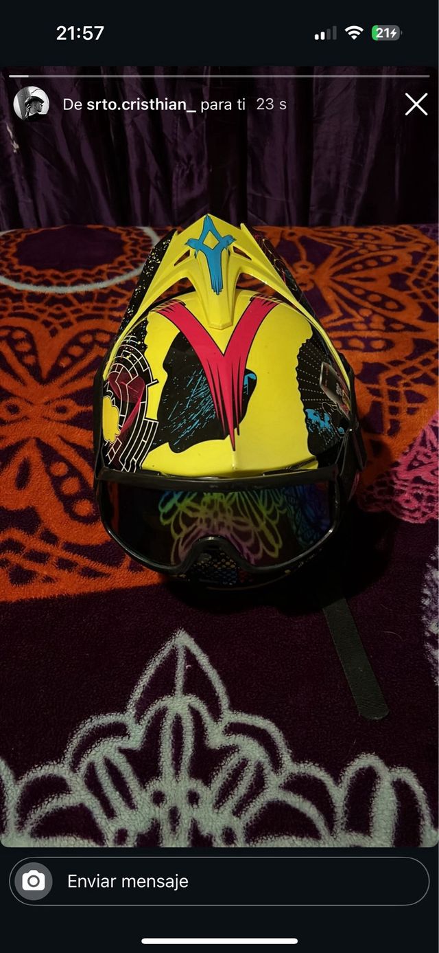 Casco Moto Cross Amarillo