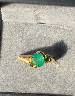 Anillo Oro Chapado Esmeralda GRC