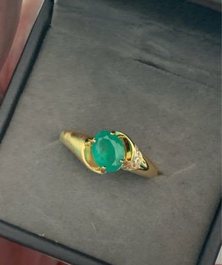 Anillo Oro Chapado Esmeralda GRC