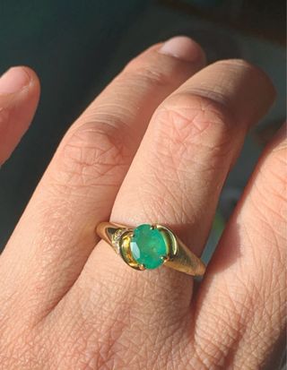 Anillo Oro Chapado Esmeralda GRC