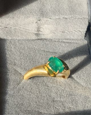 Anillo Oro Chapado Esmeralda GRC