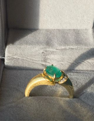 Anillo Oro Chapado Esmeralda GRC