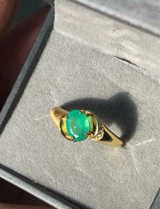 Anillo Oro Chapado Esmeralda GRC