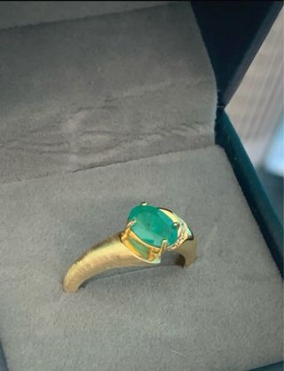 Anillo Oro Chapado Esmeralda GRC