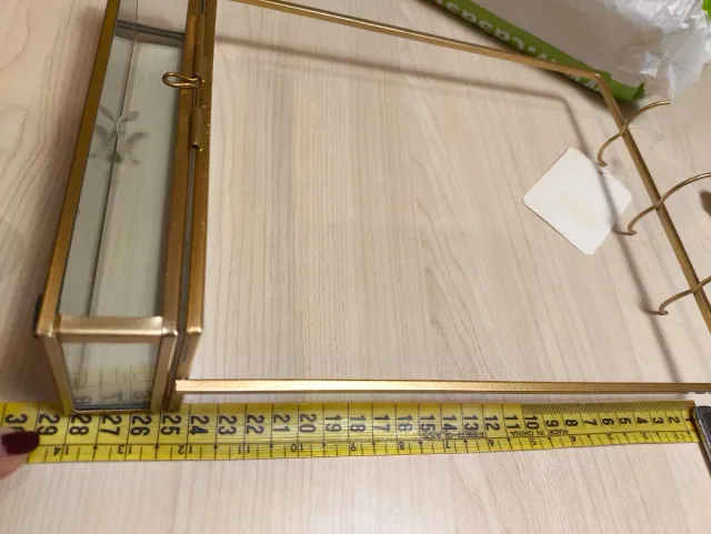 Joyero cristal dorado con colgadores