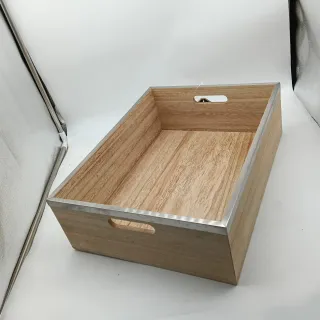 Vassoio Woody legno e bordo acciaio