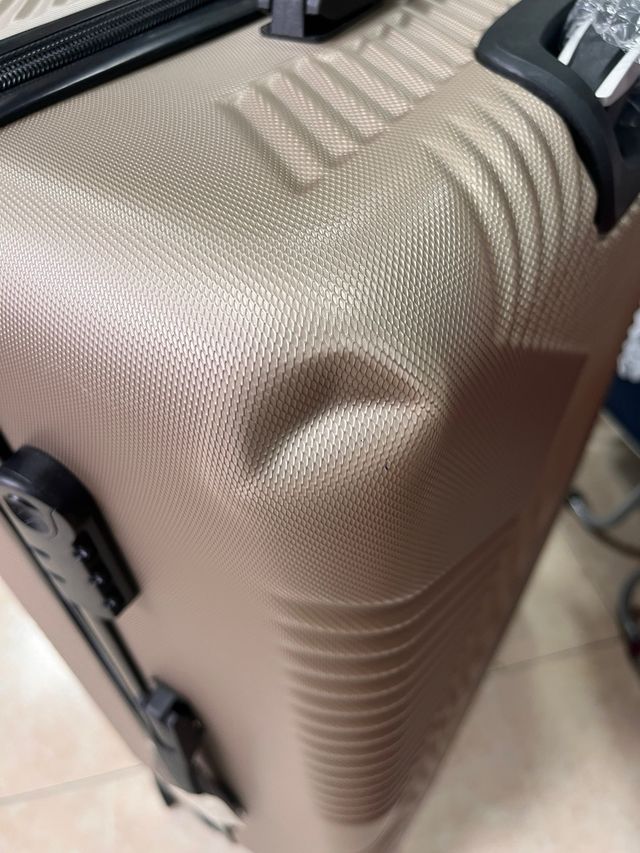 Maleta grande 23kg dorada/rosa