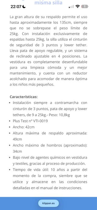 Silla de coche Klippan Century