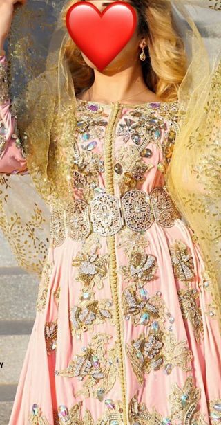 Vestido de Novia Árabe Rosa y Dorado