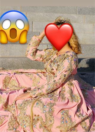 Vestido de Novia Árabe Rosa y Dorado