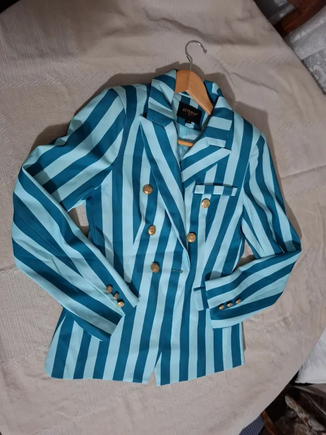 Americana rayas azul y turquesa T.36