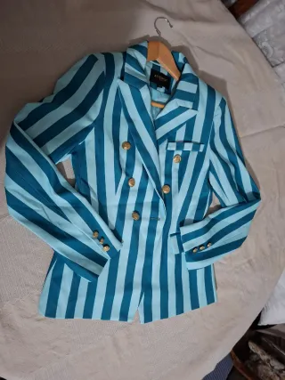 Americana rayas azul y turquesa T.36