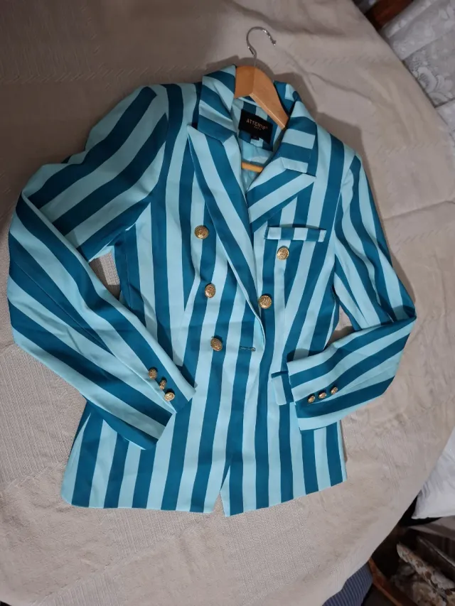 Americana rayas azul y turquesa T.36