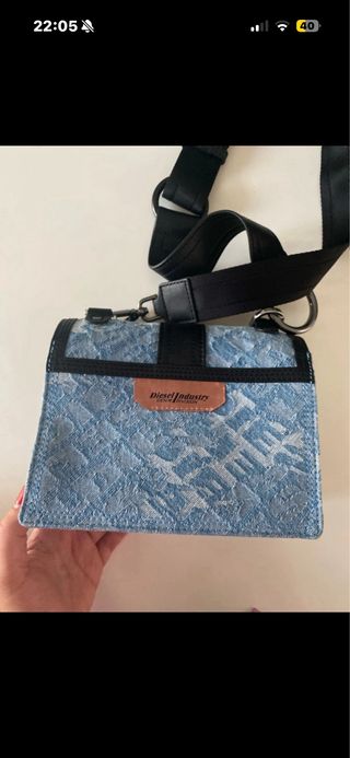 Borsa Diesel tracolla denim blu e nera