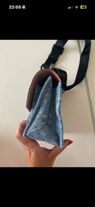 Borsa Diesel tracolla denim blu e nera